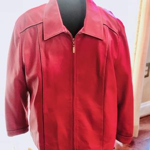 Pink Leather  St John Sport Jacket SZ L Like New